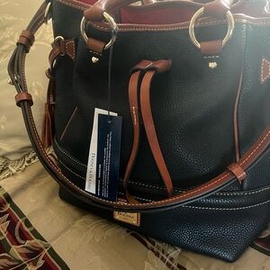 Dooney & Bourke Black and Brown Leather Shoulder Bag.   Buckley